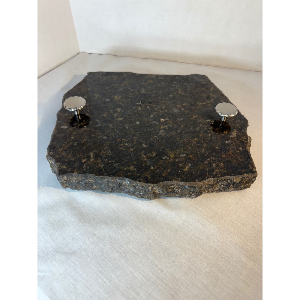 Unique Black Granite Cheese Serving Board‎ Pedestal Platter with Handles